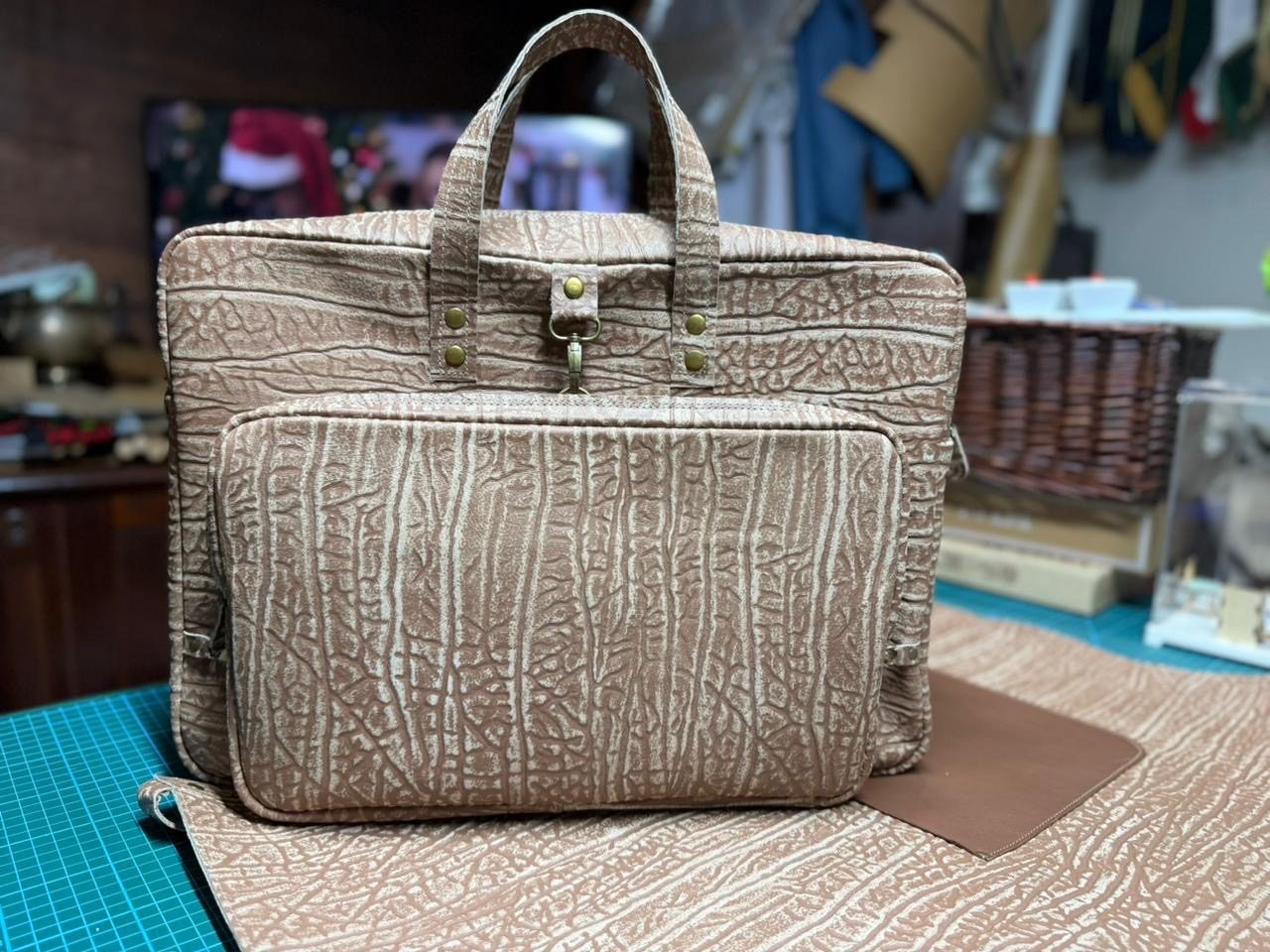 Textured leather storage and travel bag